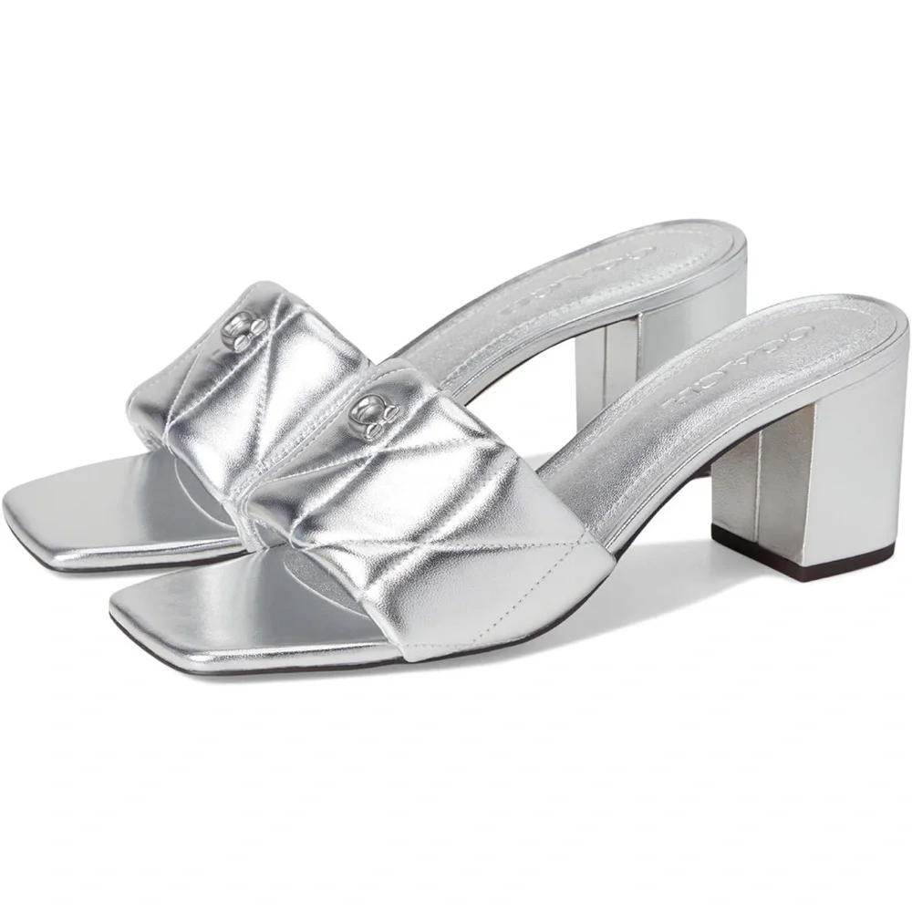 Coach Metallic Silver Heeled Mules - Picture 1 of 5